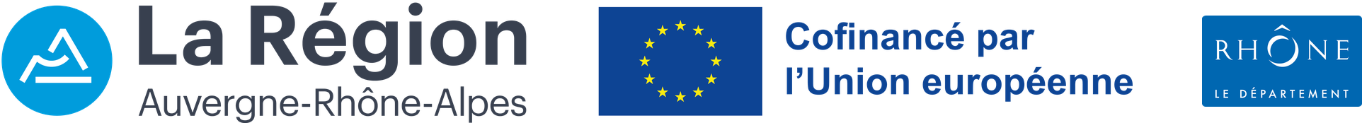 La Région Auvergne-Rhône-Alpes – Cofinancé par l'Union européenne – Rhône, le Département